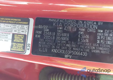 2023 Kia Niro Ex z USA, uszkodzony, nr VIN KNDCR3LE0P5066430
